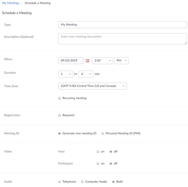 Meeting Options on the Web