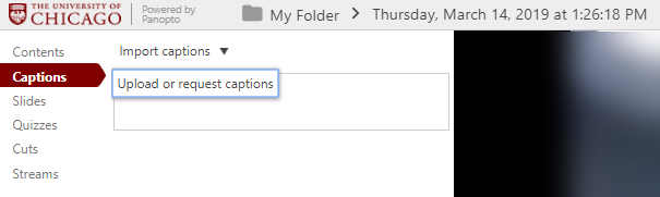 Upload or request captions option