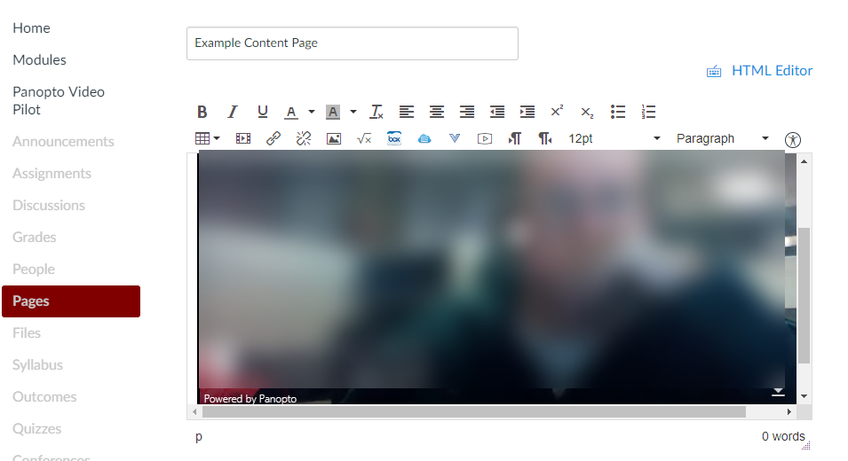 Video embedded in Canvas content page