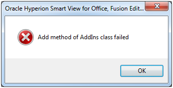 SmartView Add-Ins Installation Error Message