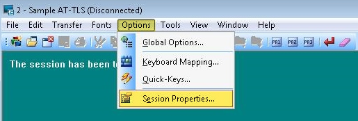 Options to Session Properties