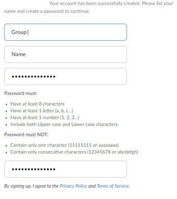 Password Selection Menu