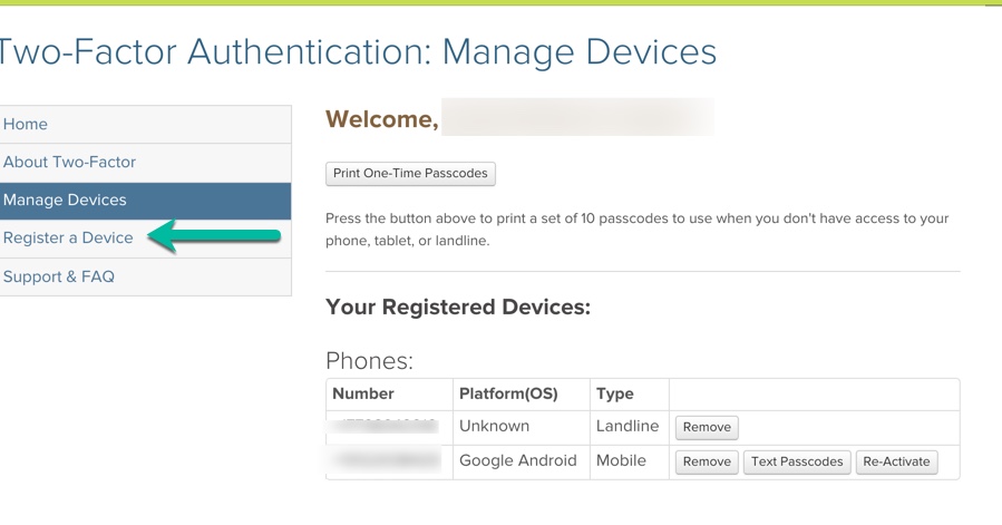 Register a device