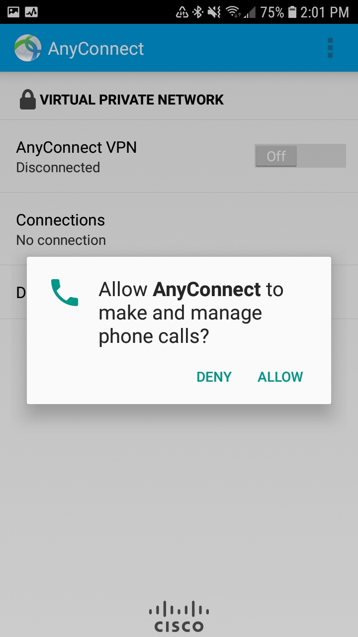 Allow or Den AnyConnect permission to make or access phone call