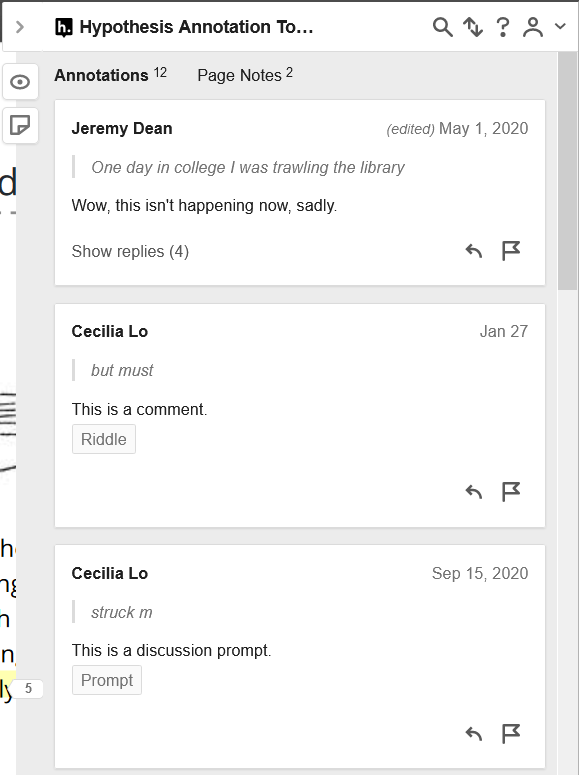 View of annotation applet