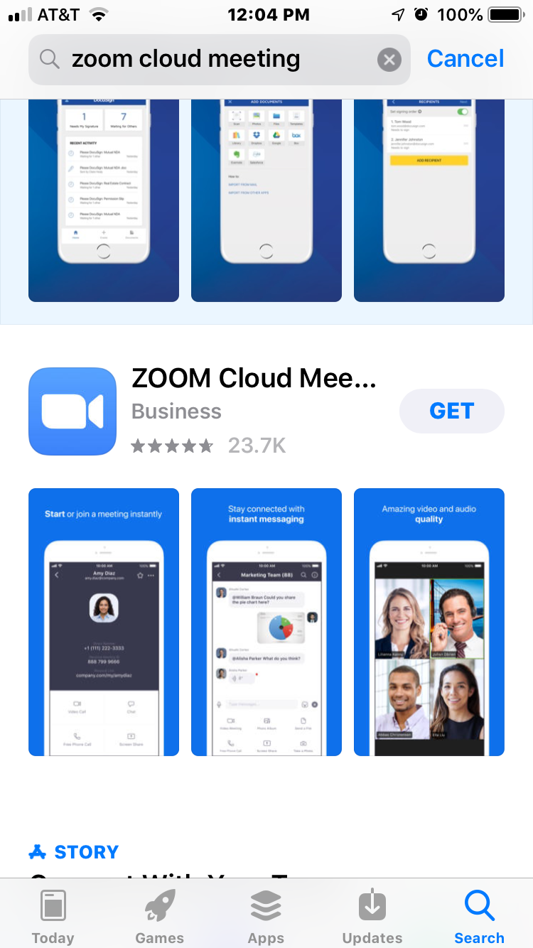Zoom cloud meetings app in app store
