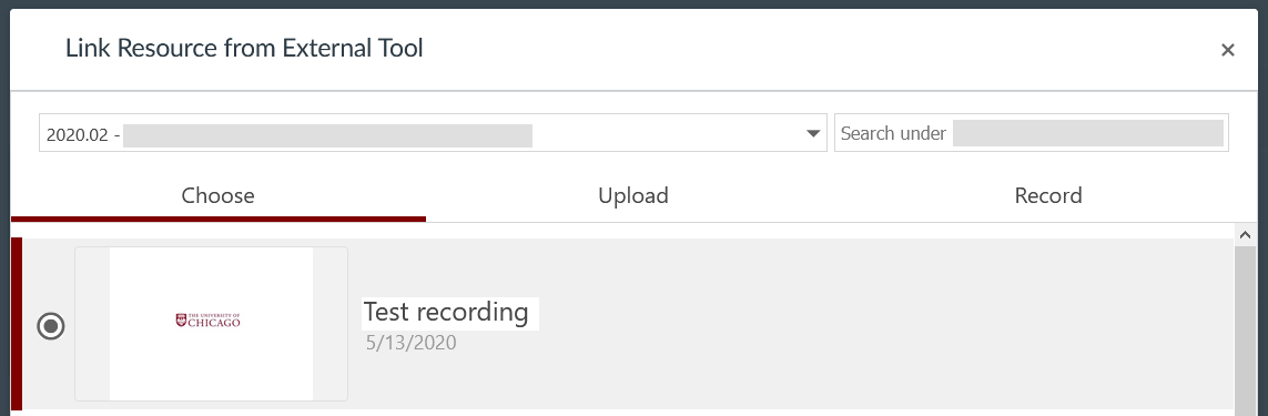 Test recording preview displayed in Link Resource tab