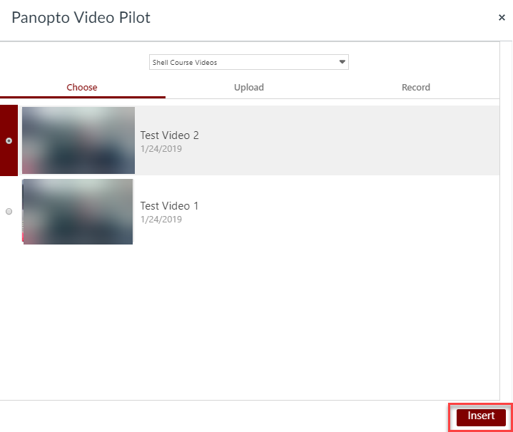 Dialog box with Insert button indicated