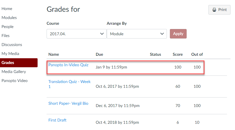 Grade in Canvas