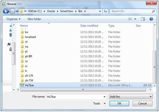 HsTbar on AddIns Brose Dialog