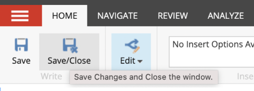 Save and Close