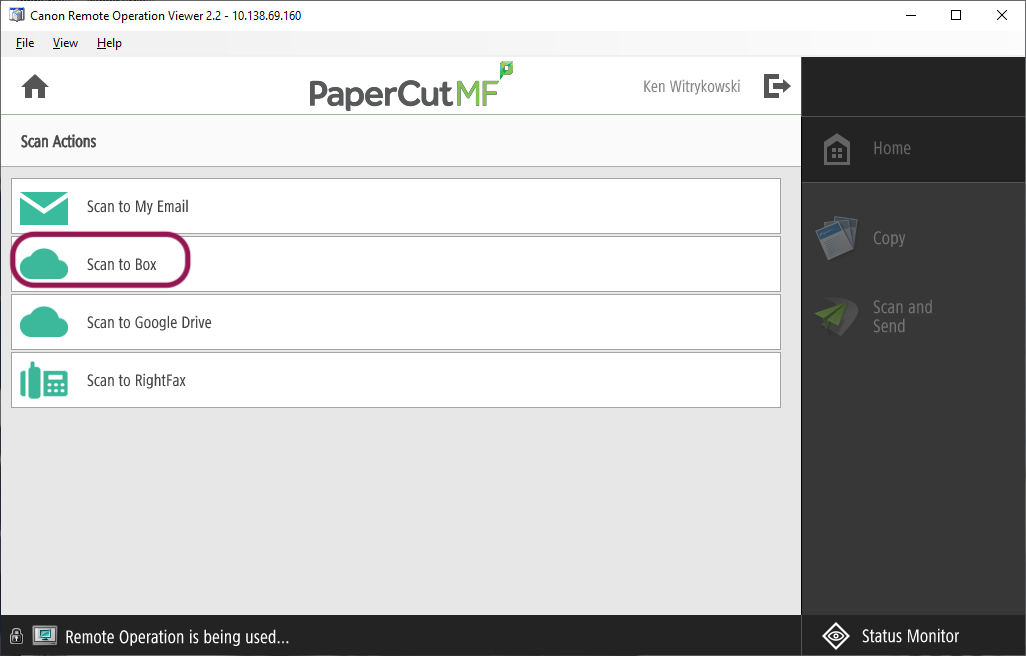 Scan to Box option