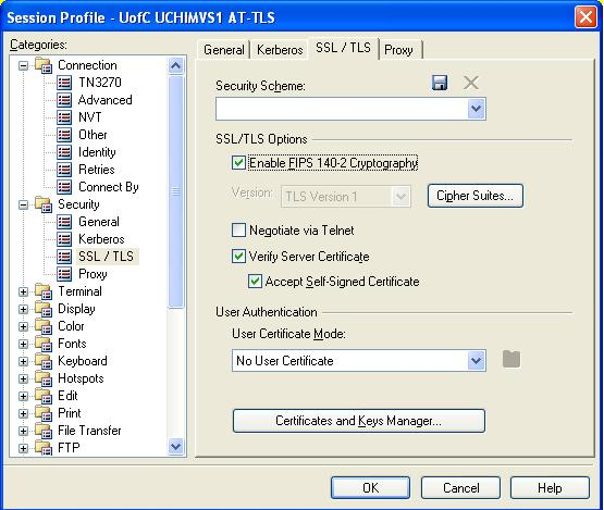 Security SSL/TLS Menu