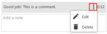 Edit and delete options for comment