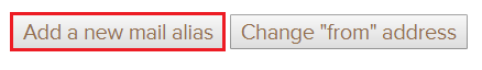 Add a new mail alias button highlighted
