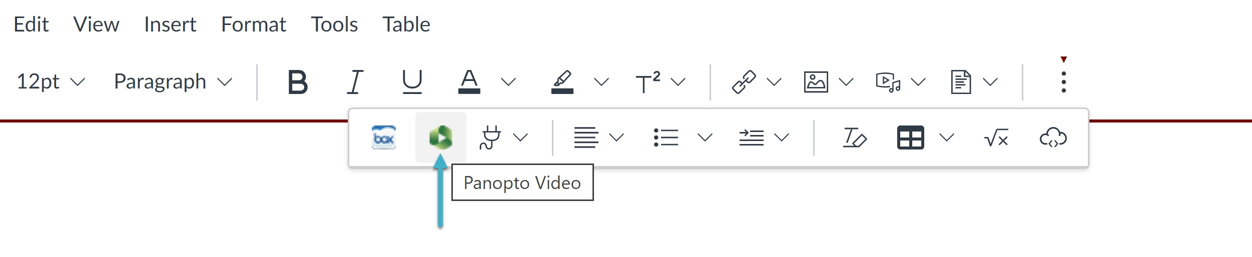 Toolbar with Panopto Icon Indicated